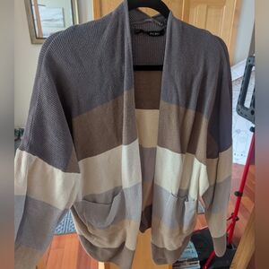 Racheal Women's Striped Cardigan - Gray, Cream, Tan